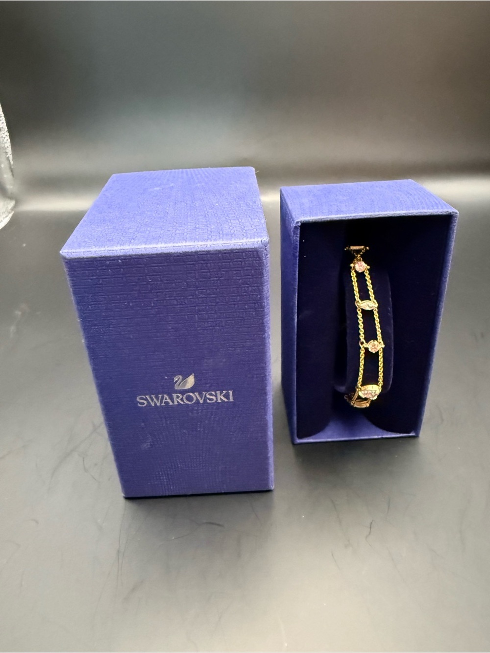 Swarovski RARE “ONE” Pink Crystal Heart Bolo Bracelet NIB